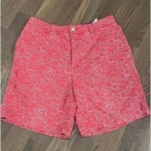 Vineyard Vines Men's Breaker Shorts Salmon and White Shark Fish Outline sz32 E